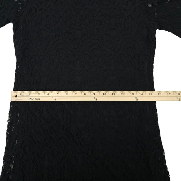 Sharagano Classic Floral Lace Sheath Dress 6 Long Sleeve Scalloped Trim Cocktail - Picture 7 of 16